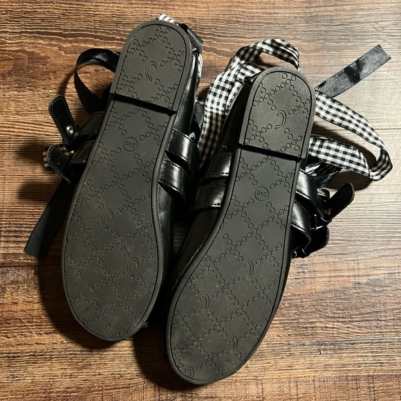 Tie ankle ribbon black flats - Picture 5 of 8